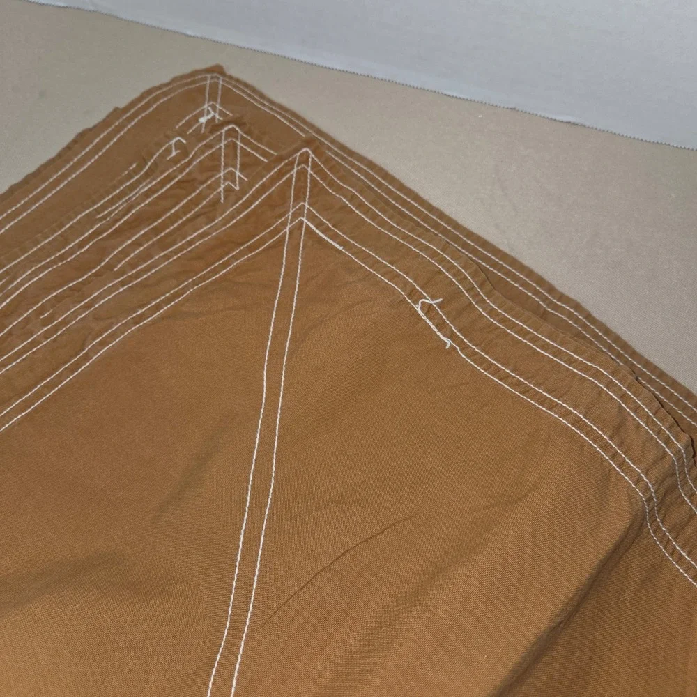 Crate & Barrel Napkins Set of 7‎ Stitched Cotton Canvas Brown New